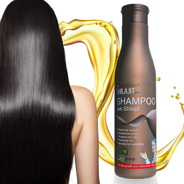 Shampoo with Shilajit for Hair Growth & Restoration, 8.45oz (250ml) | Strengthens Roots, Prevents Hair Loss, Normalizes Pigmentation | With Wheat Germ, Chamomile & Ginseng Extracts | For Men & Women