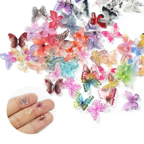 70pcs Mini Resin Butterflies, Miniature Butterflies for Crafts,Dollhouse Accessories Mini Resin Animals Figurines,3D Tiny Butterfly Decorations for Dollhouse,Fairy House Garden,Micro Landscaping