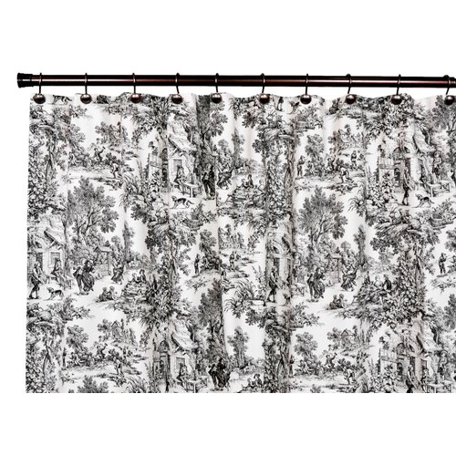 Victoria Park Toile Bathroom Shower Curtain, Black