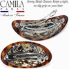 Camila Paris CP3644 French Hair Barrette Clip Oval Brown and Onyx, Strong Hold Grip Hair Clips for Women, No Slip Rubberized Metal Closure, Durable Styling Girls Hair Accessories, Made in France