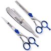Macs Professional Barber Razors Edge Hair Cutting Scissors 5 PCs Set 6" Barber Shears/Scissors W/ 6" Texturizing/Thinning Shears Set Made Of Japanese Stainless Steel With Black Leather Case-15031