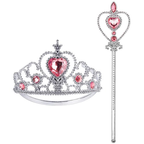 BIBUTY Princess Dress Up Accessories Princess Crown Tiara for Little Girls, Princess Tiara Wand Jewelry Toy Gifts for 3-6 Girl