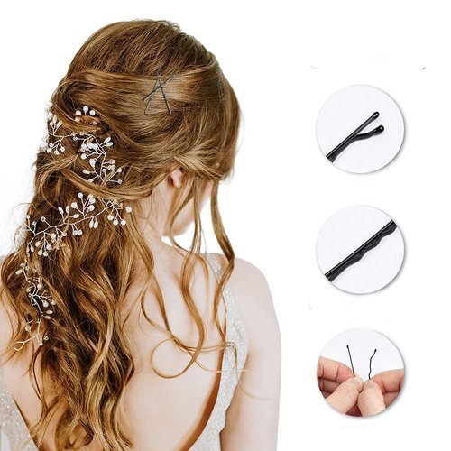 100pcs Hair Bobby Pins Black Metal Hair Pins Kit Hair Clips Secure Hold Bobby Pin Clips Accessories for Women Girls and Hairdressing Salon