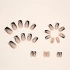RikView Black Press on Nails Medium Length Fake Nails French Tips Nails Glossy Square Stick on Nails 24 PCS/Set