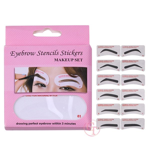 48pcs/set Eyebrow Stencils Stickers Kit Disposable Non-woven Fabric Eyebrow Shaping Stencils Disposable Brow Template Stickers for Eyebrow Positioning (48pcs / set)