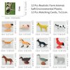 Farm Animal Toys with Flash Cards - 12 Sets of Realistic Animal Figures - Educational Learn Cognitive Toys & Animal Matching Game Playset for Toddlers Kids