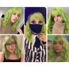 CLIONE Green Wigs for Women Short Wavy Bob Wig with Bangs Shoulder Length Natural Wavy Synthetic Wig Short Fluffy Bob Curly Wigs Cosplay Party Costume Wigs（Mix Green 14 Inch）