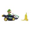 Super Mario Spin Out Mariokart Luigi Racer Vehicle with 360 Spins, Wind Up and Go! Includes One 2.5” Luigi Action Figure