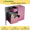 Dmoicols Deck Card Box with Dice Tray Holds 170+ Sleeveless Cards Laser PU Leather Material Trading Cards Game Storage Case Compatible with TCG/MTG/CCG/YuGiOh/Magic(Sparkly Rose Red Point)