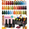 Beetles Fall Gel Nail Polish Set 20 Colors Nail Gel Polish Blue Red Brown Black Yellow Orange Green Gel Nail Polish Kit with Glossy Matte Gel Top Base Coat Soak Off Uv Gel Nail Lamp Gift for Women