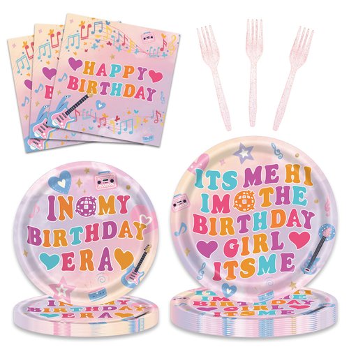 96 Pieces Its Me Hi Im The Birthday Girl Its Me Tableware Set In My Birthday Era Birthday Party Supplies Happy Birthday Plates Napkins Forks for 24 Guests