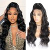 AUOCATTAIL Highlight 13x4 HD Transparent Lace Front Wigs Brazilian Human Hair Pre Plucked Body Wave Glueless Deep Wave Wig 28 Inch