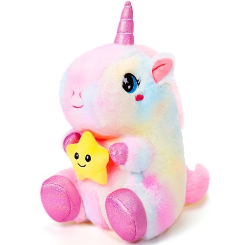 Auspicious beginning 11.8'' Unicorn Stuffed Animal, Kawaii Soft Unicorn Plush Toys with Holding Cute Star Birthday Gift for Her Girls Boys Girlfriend, Valentine Day, Sweet Romantic Anniversary