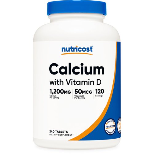 Nutricost Calcium with Vitamin D, 240 Tablets - Calcium (1200mg) Vitamin D (50mcg) Per Serving - Non-GMO, Gluten Free