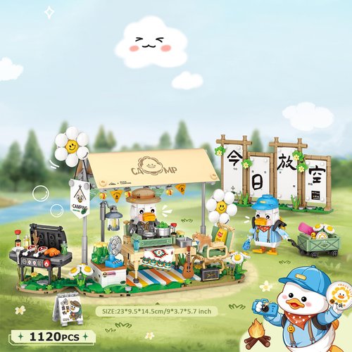 MEIEST Camping Building Blocks Set,Holiday Camper Collection Particle Construction Building Bricks Toy,Home Decor (Picnic)