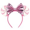 WelyHM Christmas Sequin Mouse Ears Headband Hair Hoop Peppermint Snowflakes Bow Hairband Headpiece for Party Supplies (pink)