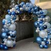 Blue and Silver Balloons, 12inch Navy Blue Silver Pearl Blue Balloons with Metallic Confetti Silver Blue Helium Balloons, Dark Blue Silver Balloons for Boy Birthday Baby Showers Decorations
