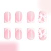 ROFIBUT French Tip Press on Nails Short Square Fake Nails White French Tip False Nails with 3D Resin Bow Charm Designs Glossy Natural Nude Acrylic Nails Reusable Stick on Nails for Women Girls 24Pcs