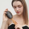 Wooden Boar Bristle Hair Brush, Natural Beechwood Detangling Brush for Men & Women, Soft Natural Bristles Bursh with Travel Bag, Hairbrush for Long Short Thick Curly Wet Dry Hair
