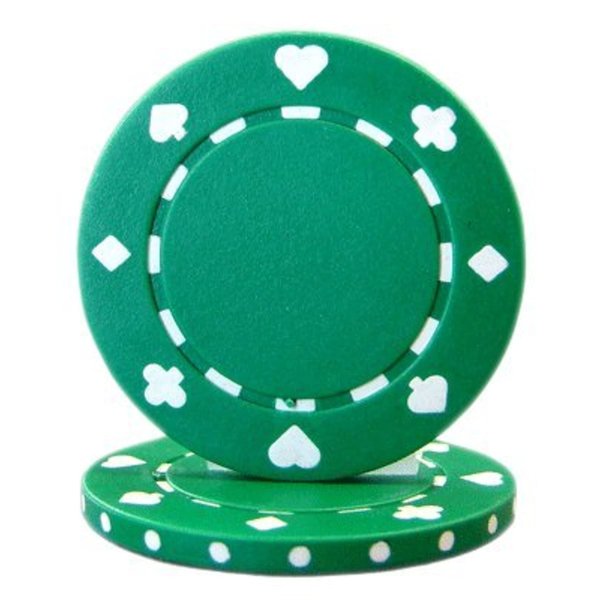 Brybelly Suited Poker Chips (50-Piece), Green, 11.5gm