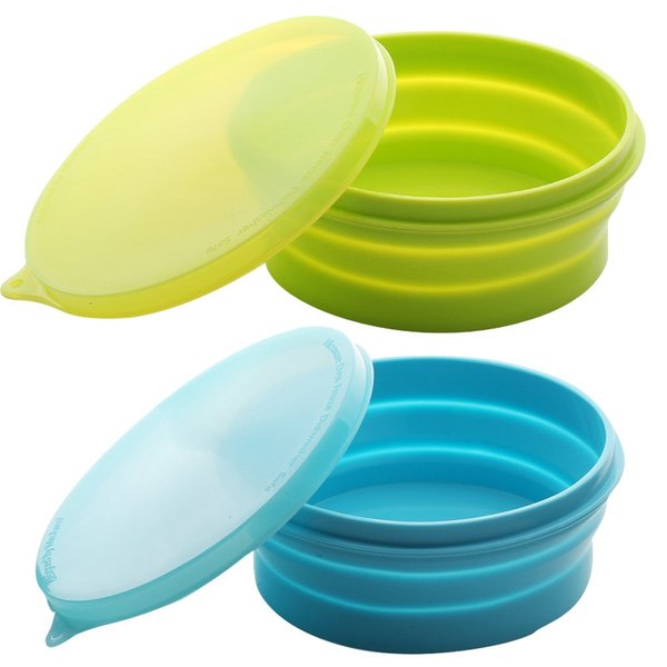 ME.FAN Silicone Collapsible Bowls - Silicone Folding Travel Bowl with Lids - Expandable Food Storage Containers Set - Portable, [27oz]