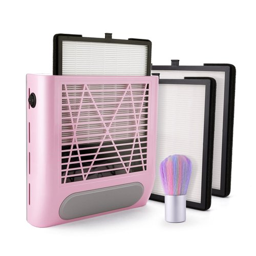 ZUZUXIA 80W Nail Dust Collector, Dust Collector Nail Tech Nail Vacuum Fan Dust Collector Extractor De Polvo De Uñas Profesional with 2 Reusable Filters & Brush