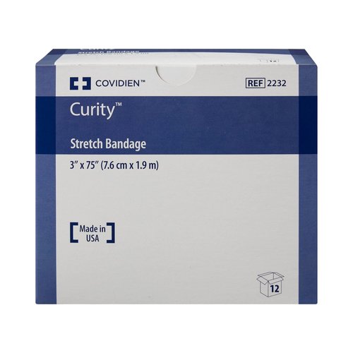 Covidien 2232 Curity Stretch Bandage, Sterile in Soft Pouch, 3" x 4.1 yd, 75" Relaxed (Pack of 12)
