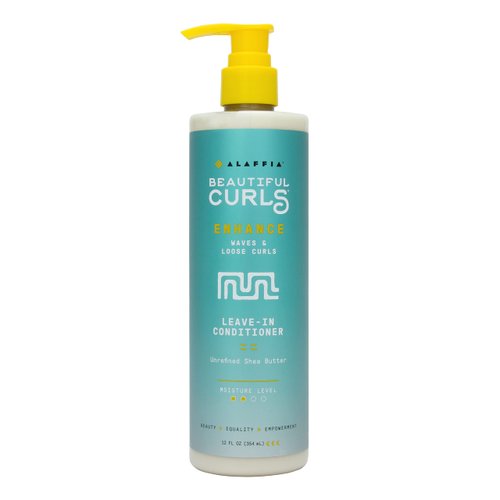 Alaffia Beautiful Curls Curl Enhancing Leave in Conditioner, Wavy to Curly Hair Products, Natural Moisturizer, No Sulfates with Shea Butter, Coconut Oil, Chamomile, 12 Fl Oz