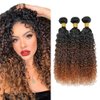 Kinky Curly Bundles Human Hair #4 Bundles Ombre Brown Human Hair Bundles 18 20 22 inch 3 Tone Brown and Black Kinky Curly Bundle Human Hair Extensions