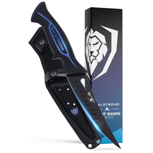 DALSTRONG Curved Boning Knife - 6 inch - Night Shark Series - 7CR17MOV High Carbon Steel - Titanium Coated Blade - Water Outdoor & Fishing - Polypropylene Handle - Nylon Sheath - Fillet -NSF Certified