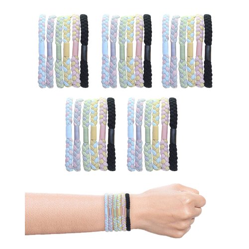 30 Pcs Bracelet Hair Ties for Girls，Boho Hair Ties for Women,Cute Hair Tie Bracelet for Thick Hair/Pony Tails, 6 Colors No Damage Hair Elastics