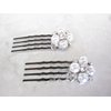Generic Set of two small pearl and silver hair comb barrette clip bridal clip with, 7