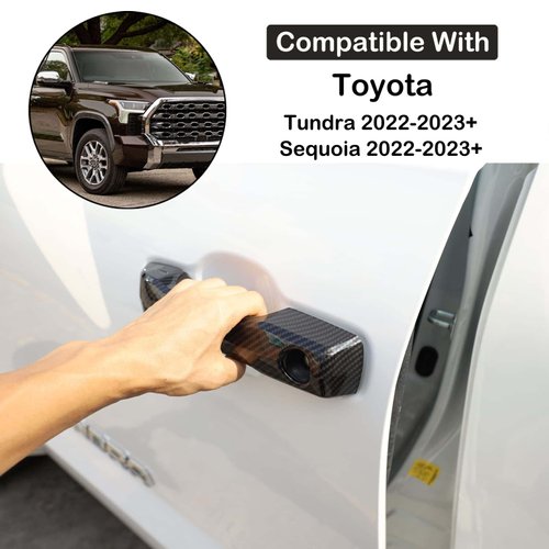Auto Exterior Door Handle Protective Trim Cover Compatible with Toyota Tundra/Sequoia 2022-2024 Aunginsy Car Front Rear Outside Door Handle Outer Trim Cover Protector Decoration Covers ABS Accessories