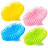 YEALIFE 4Pack Hair Scalp Exfoliator Brush Dandruff Cleaning Brush, Flexible Scalp Massager Brush, Shower Scalp Shampoo Brush for Home, Office, Travel and Pets(Flexible Blue/Pink/Orange/Green)