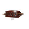 1 LEATHER HAIR BARRETTE…. CLIPPED CORNER DESIGN PONYTAIL HOLDER….. HANDTOOLED HAIR CLIP….. CHOICE OF 4 COLORS - MAHOGANY BACKGROUND #2114