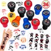 36PCS Ninja Party Favors 24 Tattoos Sticker 12 Stamp Set - Ideal Ninja, Shinobi, Samurai Themed Birthday Decor Supplies Goodie Bag, Classroom Gifts, Cute Rewards for Girls, Baby Shower Prizes