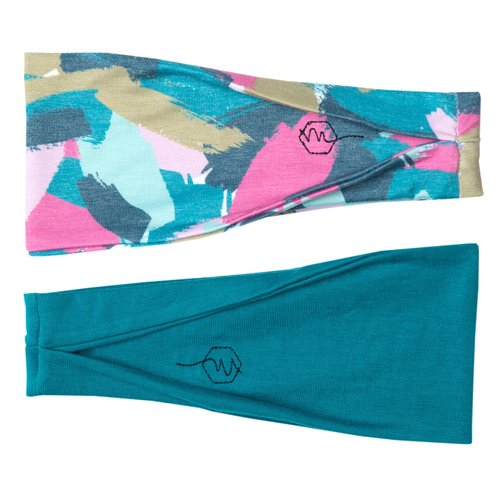 Maven Thread Bayside 2Pack, Women's Workout Headbands, Wide Sports Running Headband for Exercise, Gym hairband Athletic Workouts and Yoga 4" Thick Non Slip Sweatbands, Pink/Teal, Small