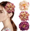 3 Pcs Peony Flower Hair Clips 2 in 1 Bridal Flower Brooch Floral Hairpins Wedding Party Headwear Accessories for Women Girls