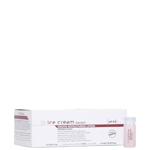 Inebrya Ice Cream Keratin Restructuring Lotion (Intensive Action) With Keratin 12x11 Ml Phials *Free Starry Sexy Kiss Lip Plumping 10 Ml*