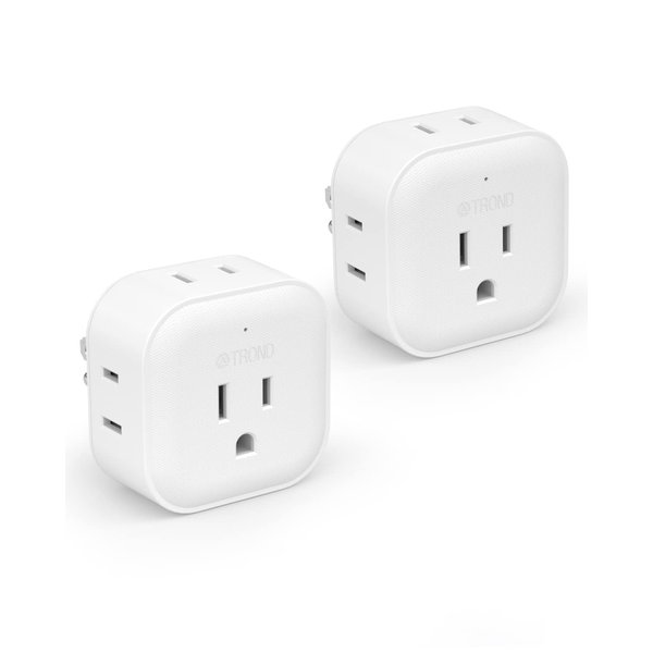 TROND Multi Plug Outlet Extender 2 Pack - Multiple Plug Outlet Adapter, 5 Way Wall Outlet Expander, Small Electrical Outlet Splitter for Cruise Ship, Travel, Home, Office, Dorm Essentials