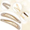 HINZIC 4Pcs 3 Inch Rhinestone Snap Hair Clips No Slip Water Drop Gold Barrettes Metal Wedding Prom Valentines Dance Party Hair Pins Sparkly Accessories for Women Girls Thick Thin Hair