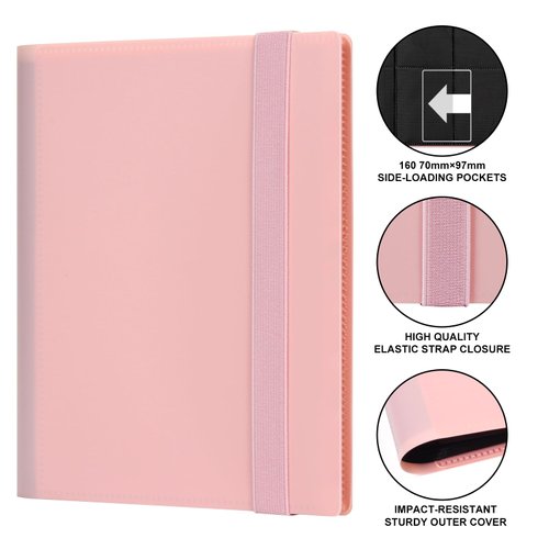 GEAoffice Trading Card Binder - 4 Pocket Card Collection Album Folder - 160 Side Loading Pocket Binder for TCG, MTG, Sports&Game Cards - Gifts for Girls