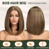 KOME Natural Brown Short Bob Wigs,Brown Straight Shoulder Length Wigs for Women,Middle Part Heat Resistant Fibre Synthetic Wig Daily Use…