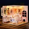 TuKIIE DIY Miniature Dollhouse Kit with Furniture, 1:24 Scale Creative Room Mini Wooden Christmas Doll House Accessories Plus Dust Proof for Kids Teens Adults(Enjoy The Life)