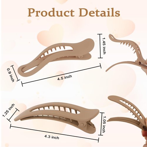 Amariver 8pcs Flat Hair Clips French Claw Clips Hair Barrettes for Thick Thin Hair Matte Non-slip Hair Clips for Women Girls Alligator Clips 2Styles French Concord Flat Hair Clips Accessories
