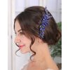 Teyglen Crystal Bridal Wedding Hair Comb Blue Rhinestone Hair Comb Handmade Crystal Hair Piece Hair Accessories for Bride Side Comb Rhinestone Headpiece for Women