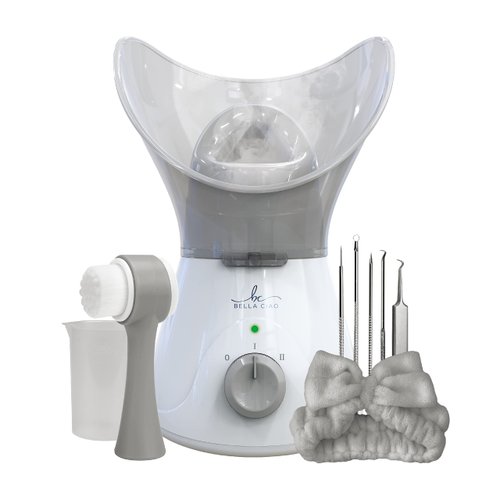 Bella Ciao 11-PC Set Gentle Face Steamer for Facial Deep Cleaning | Facial Steamer for Proactive Acne Treatment Unclogs Pores & Treats Allergies | Facial Skin Care Products Includes Needles & Tweezers