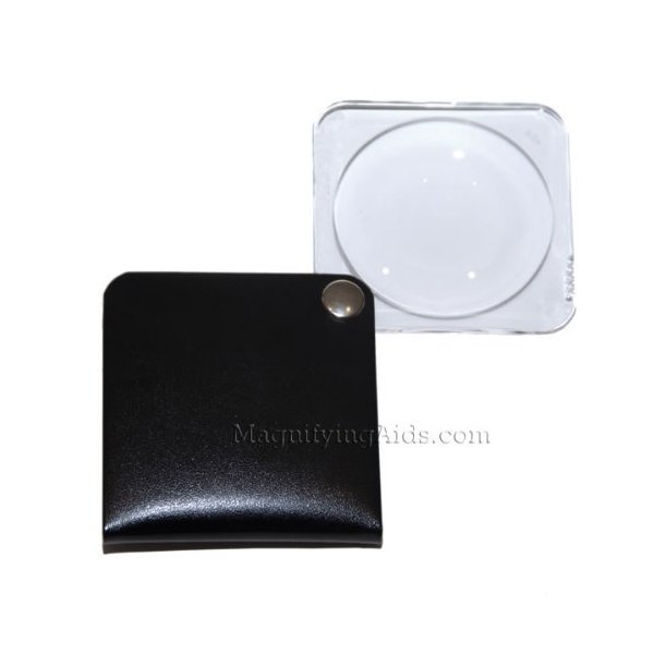 3.5X Eschenbach Leather Folding Square Pocket Magnifier - Black