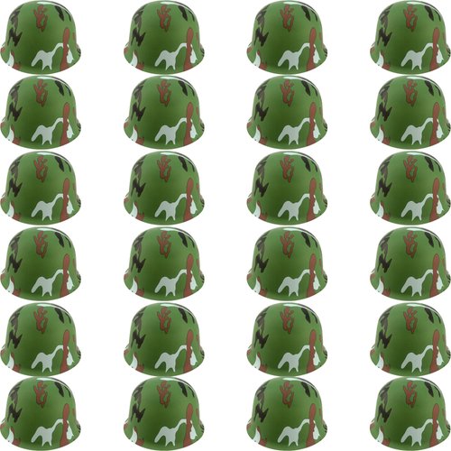 Cotiny 24 Pack Kids Army Helmets Plastic Camouflage Hats Soldier Costume Caps for Teens Halloween...