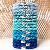 Tanha 15Pcs Hair Tie Bracelet,Hair Ties For Women Men,Ponytail Holders For Thick Hair,Strong Stretchy No Damage No Crease Hair Bands (Blue)